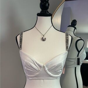 NWT Rhinestone Victoria's Secret White Bikini Top
